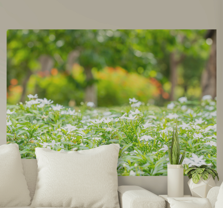 Bloemen foto behang lush witte bloesems - TenStickers