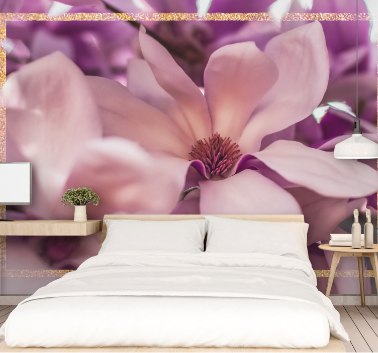 Bloemen foto behang magnolia bloesem close-up - TenStickers