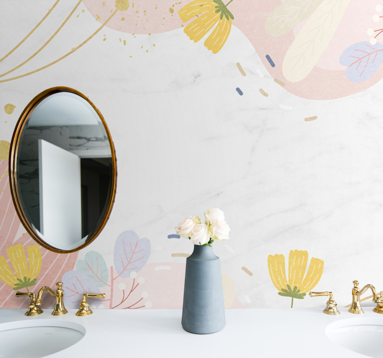 Bloemen foto behang met bloemmotieven accenten - TenStickers