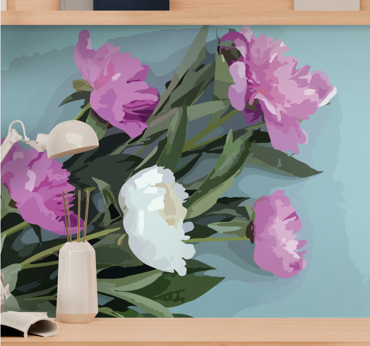 Bloemen foto behang pioenrozen arrangement - TenStickers
