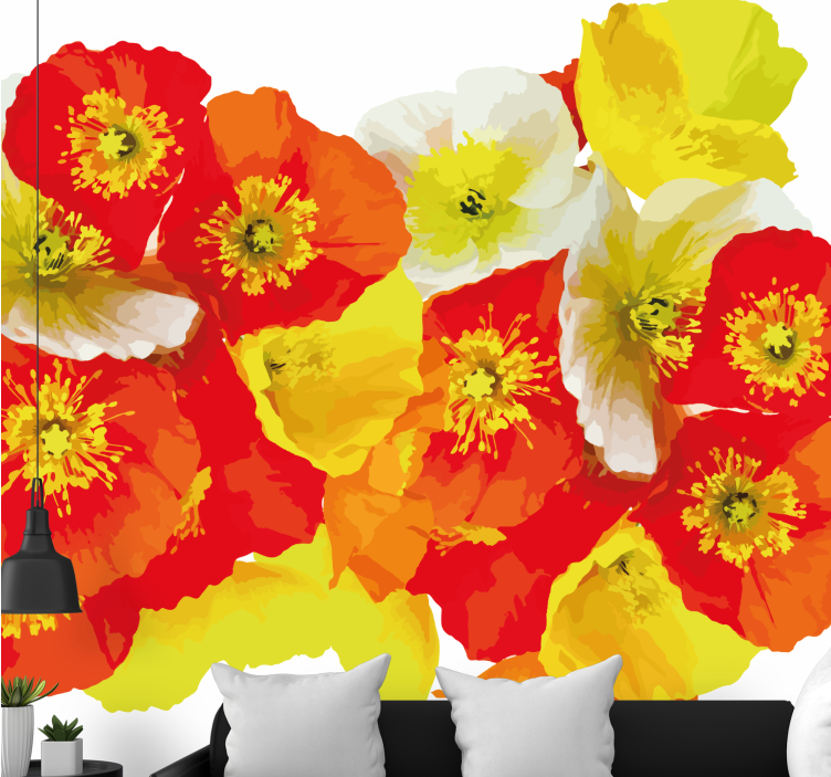Bloemen foto behang poppy flower compositie - TenStickers