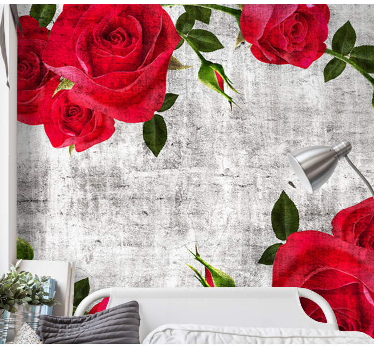Bloemen foto behang rode rozen arrangement - TenStickers