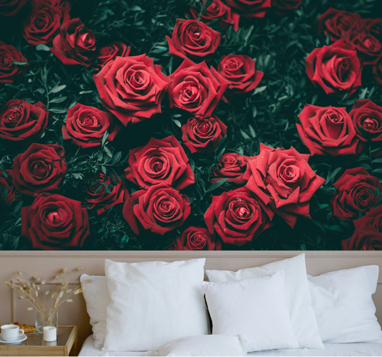 Bloemen foto behang romantische rode rozen - TenStickers