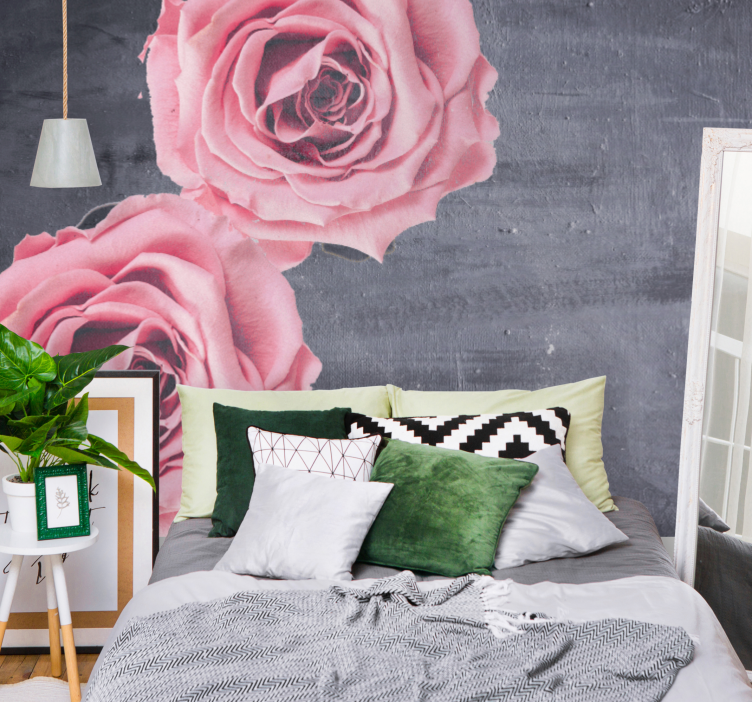 Bloemen foto behang roze rozen detail - TenStickers