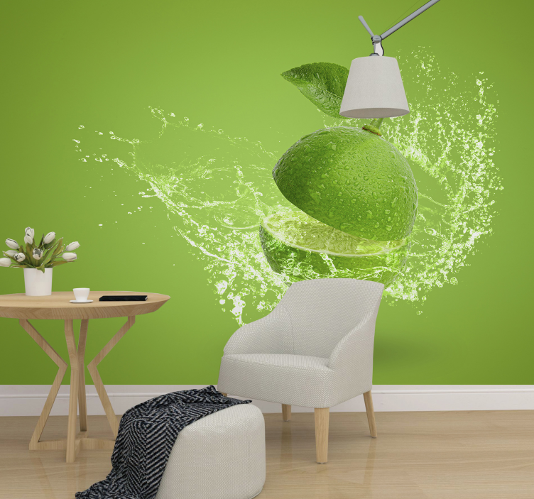 Bloemen foto behang splashing green citrus - TenStickers