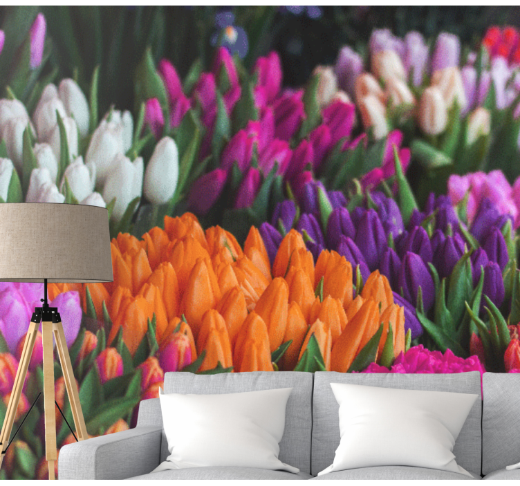 Bloemen foto behang tulpen tuin display - TenStickers