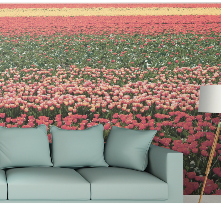 Bloemen foto behang tulpenveld landschap - TenStickers