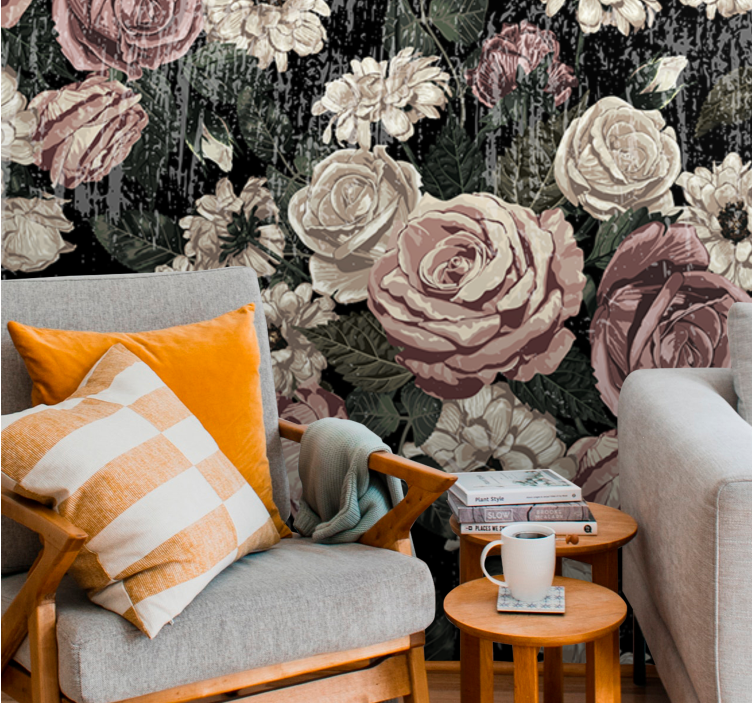 Bloemen foto behang vintage bloemenexplosie - TenStickers