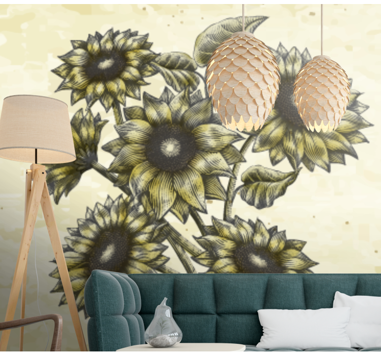 Bloemen foto behang zonnebloem bloemcompositie - TenStickers