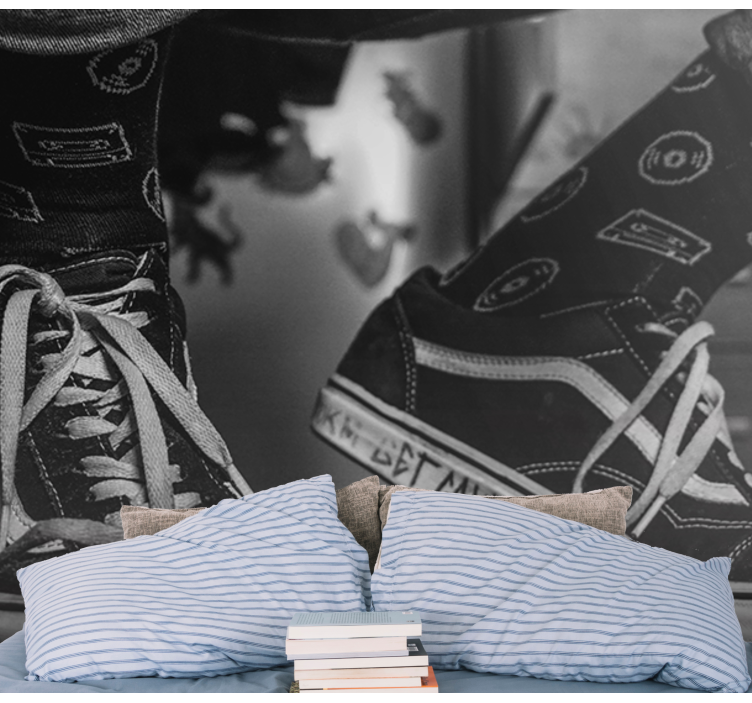 Cassettebandjes sokken fotobehang muziek - TenStickers