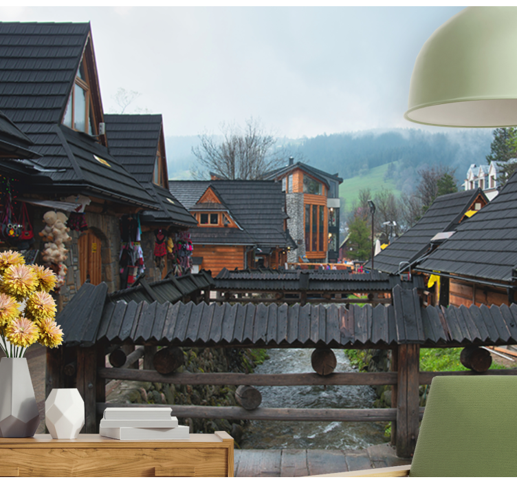 Charmant alpendorp fotobehang stad - TenStickers