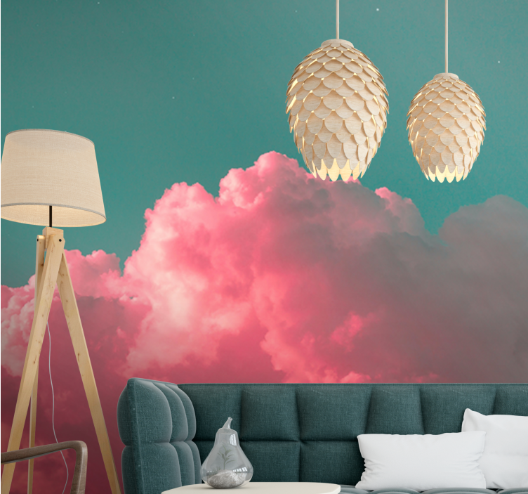 Dromerige roze wolken fotobehang lucht - TenStickers