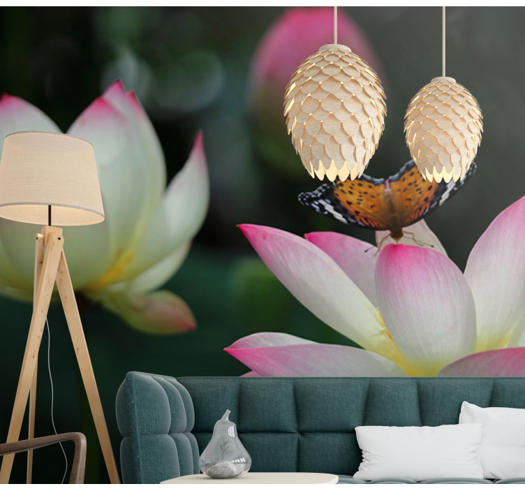 Elegante lotusbloesem bloemen foto behang - TenStickers