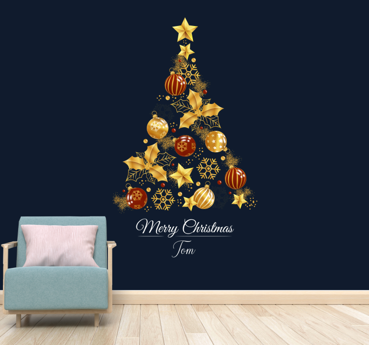 Gouden boom fotobehang kerst - TenStickers