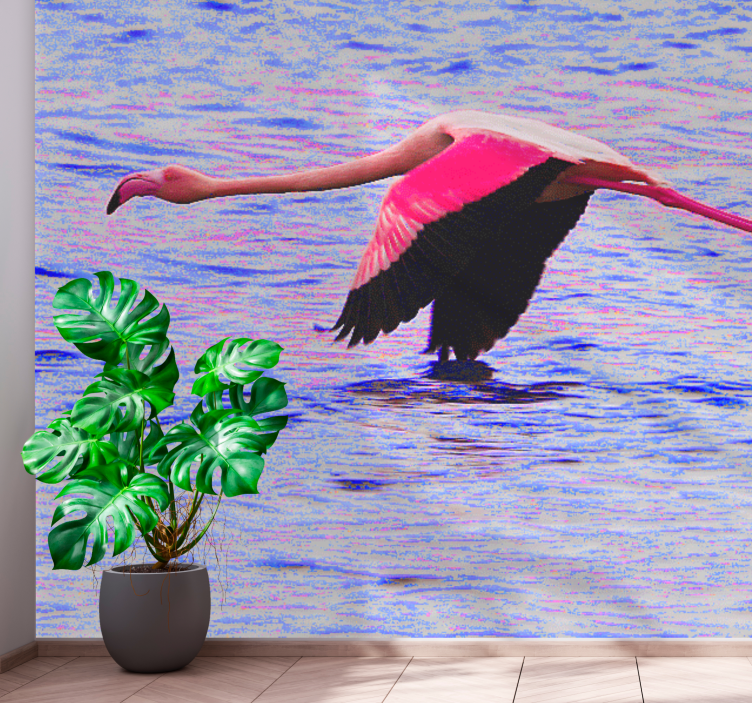 Flamingo in vlucht fotobehang verschillende dieren - TenStickers