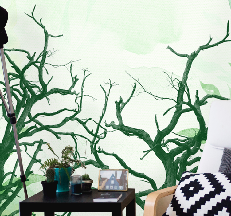 Foto behang bomen ingewikkelde boomsilhouetten - TenStickers