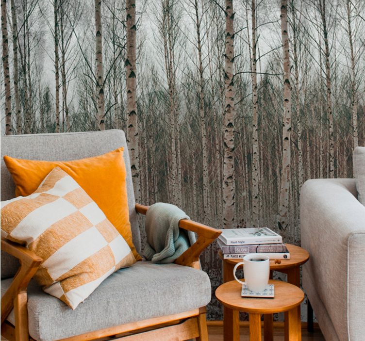 Foto behang bos berkenboomlandschap - TenStickers