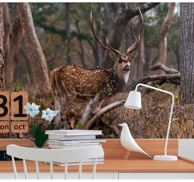 Foto behang dieren elegante gespotte hinde - TenStickers