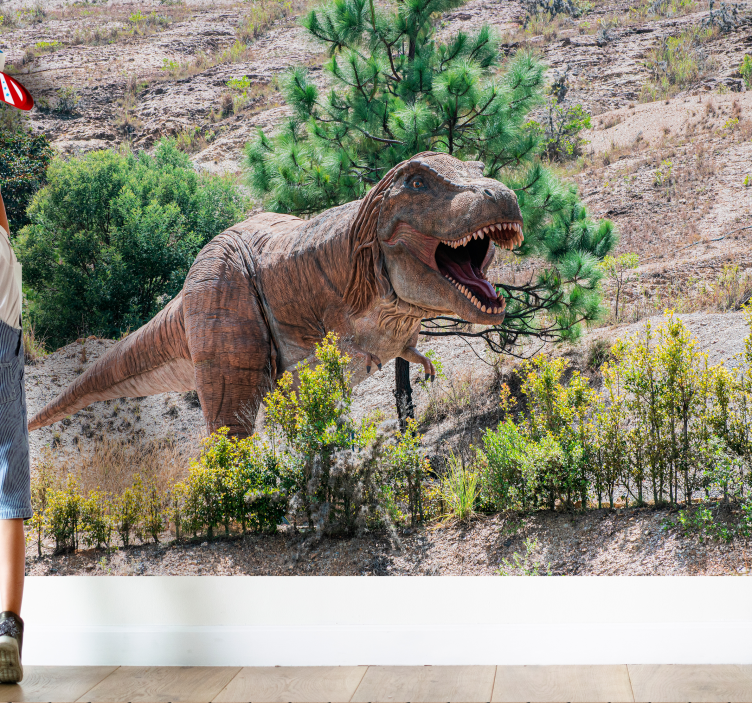 Foto behang dieren fierce dinosaur encounter - TenStickers