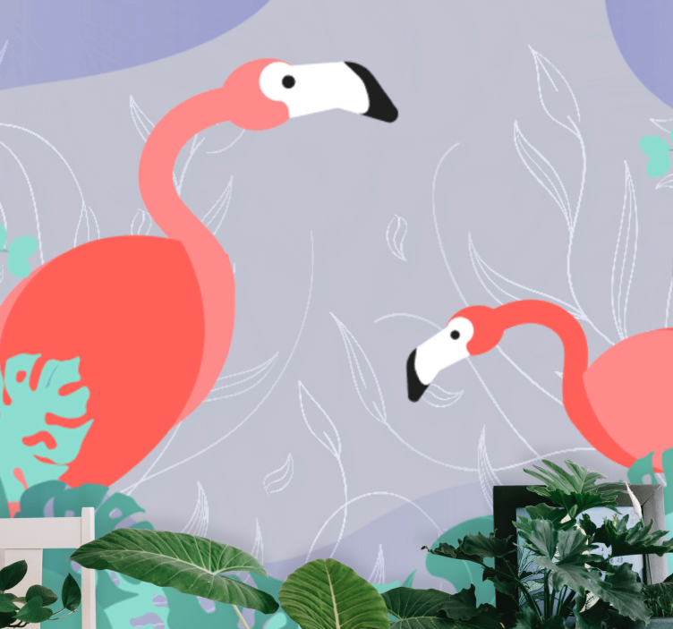 Foto behang dieren flamingo familie - TenStickers