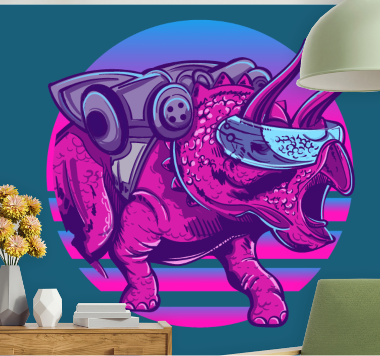 Foto behang dieren futuristische triceratops - TenStickers