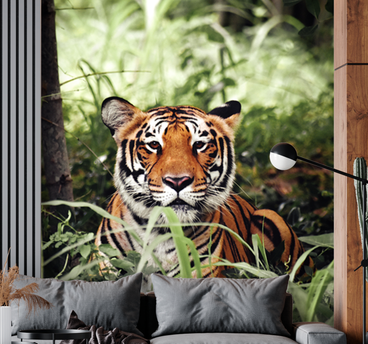 Foto behang dieren koninklijke tijger beleving - TenStickers