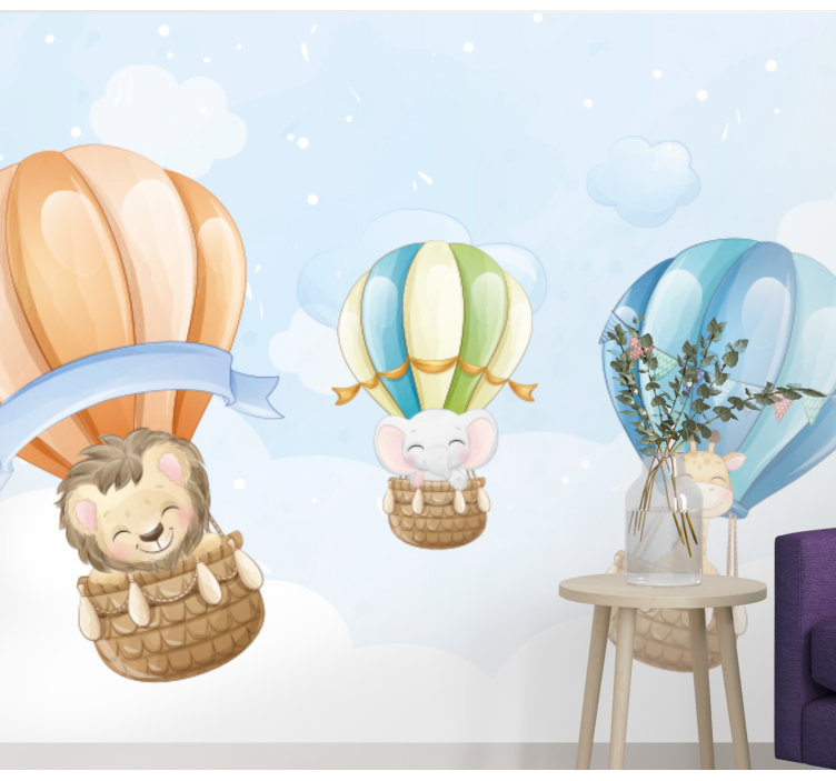 Foto behang dieren luchtballonnen - TenStickers
