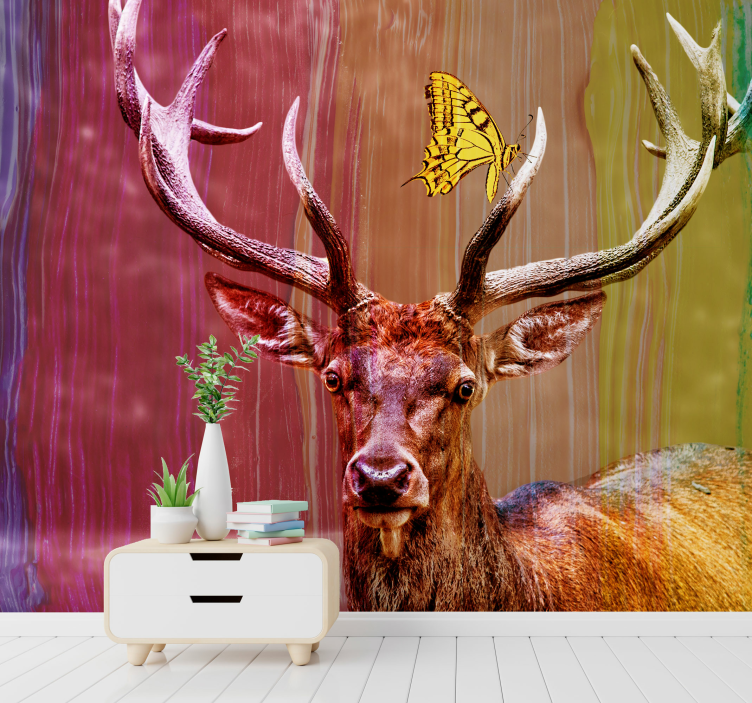 Foto behang dieren majestueus hert hoofd - TenStickers