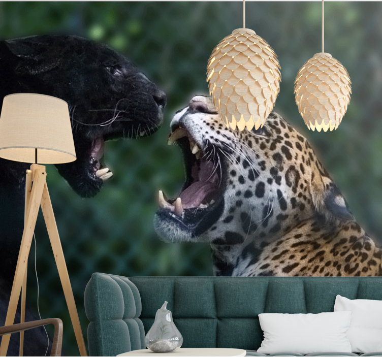Foto behang dieren panter en jaguar - TenStickers