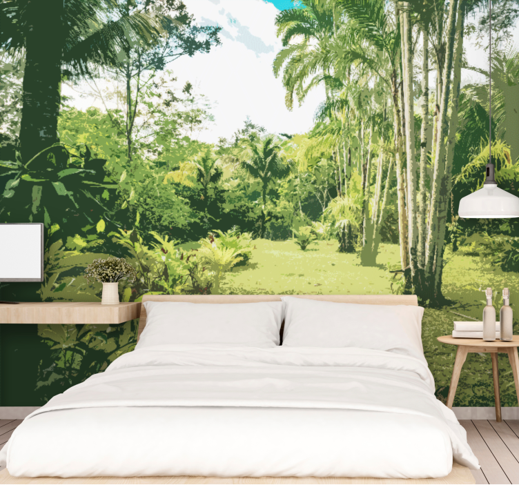 Foto behang jungle weelderig tropisch landschap - TenStickers