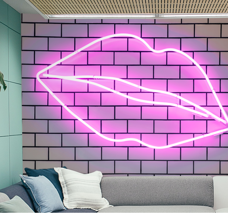 Foto behang liefde neon lippenvorm - TenStickers