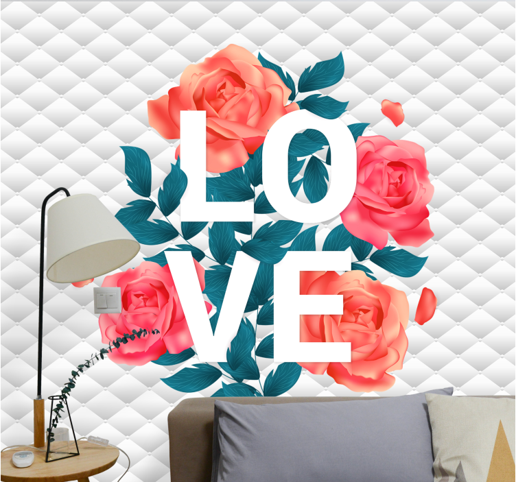 Foto behang liefde rozenbloemen ontwerp - TenStickers