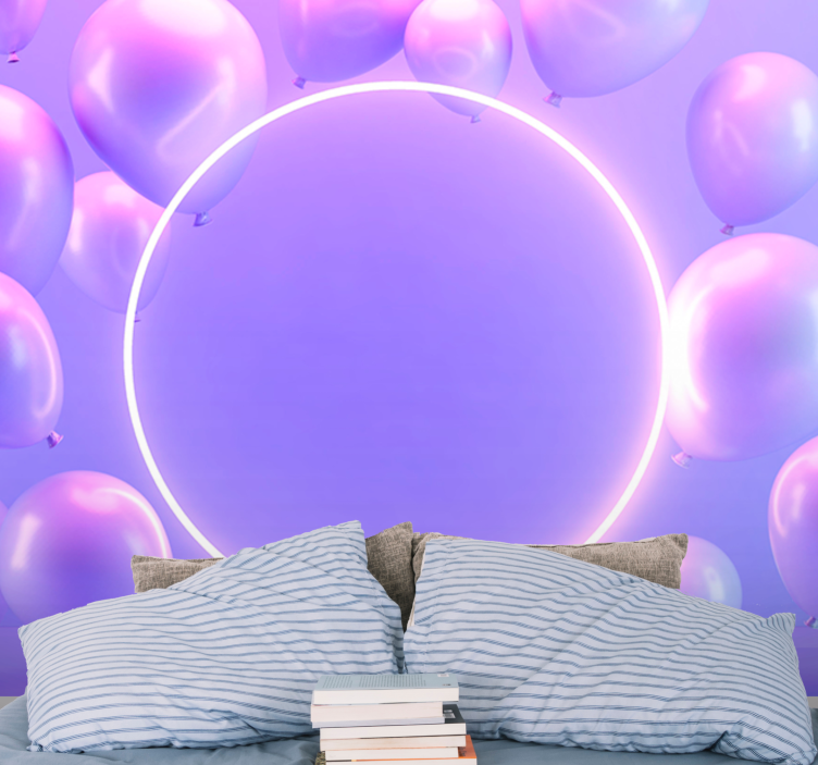 Foto behang liefde zwevende ballonnen cirkel - TenStickers