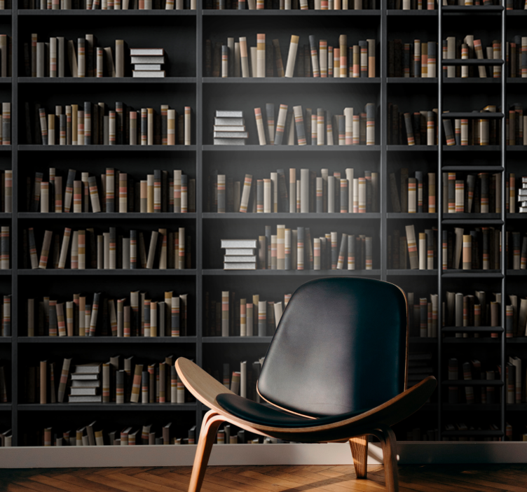 Foto behang stenen boekenassortiment bibliotheek - TenStickers