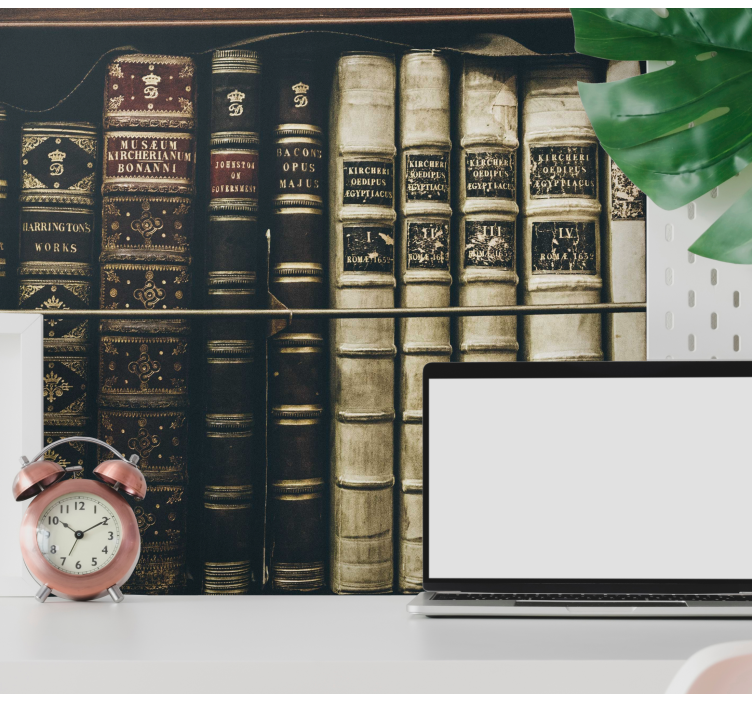 Vintage foto behang Vintage boekenkast - TenStickers