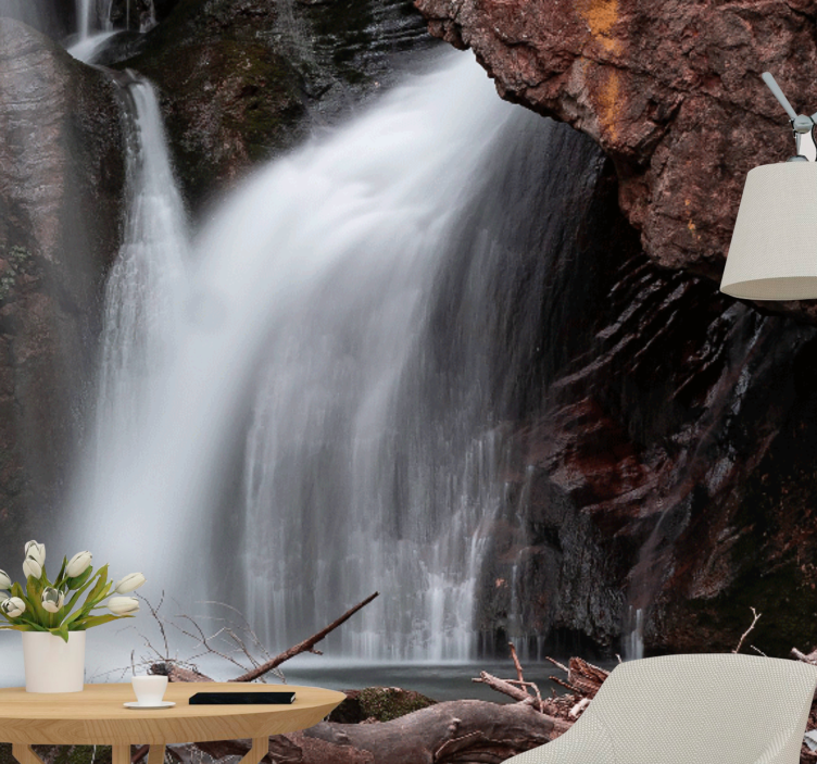 Foto behang waterval grand cascading waterfall perspectief - TenStickers