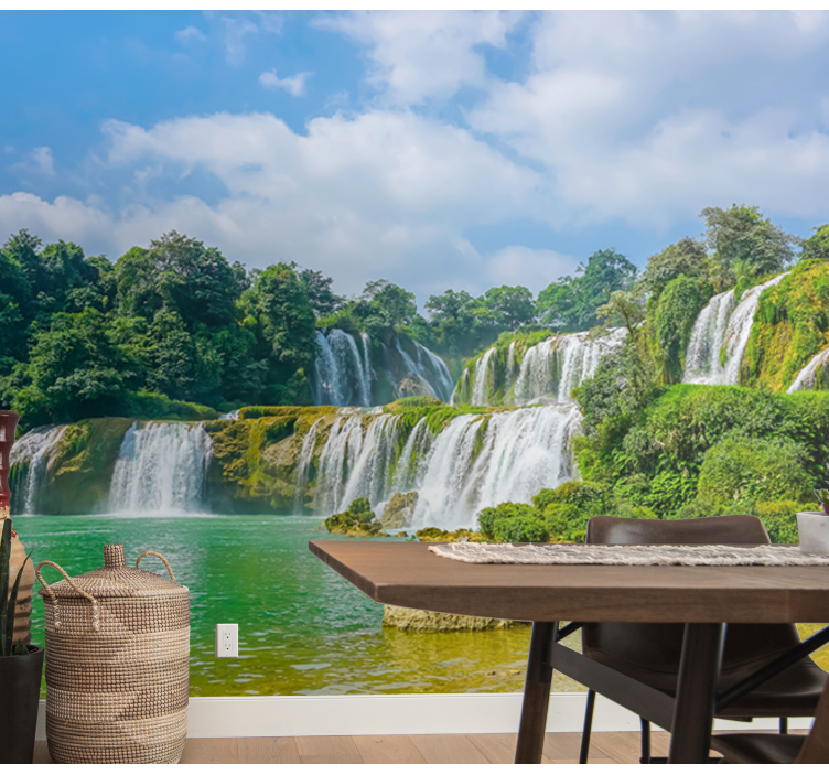 Foto behang waterval rustige waterval uitzicht - TenStickers