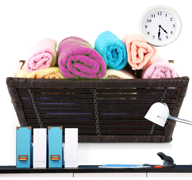 Fotobehang badkamer kleurrijke rolhanddoeken - TenStickers