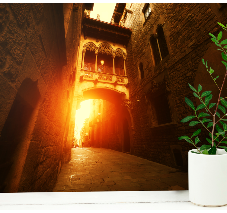Fotobehang barcelona historische gotische poort - TenStickers