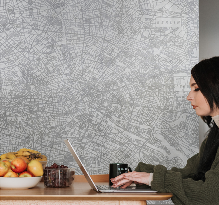 Fotobehang berlijn gedetailleerde kaart van berlijn - TenStickers