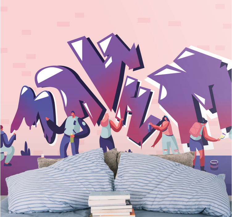 Fotobehang graffiti creatieve stedelijke expressie kunst - TenStickers