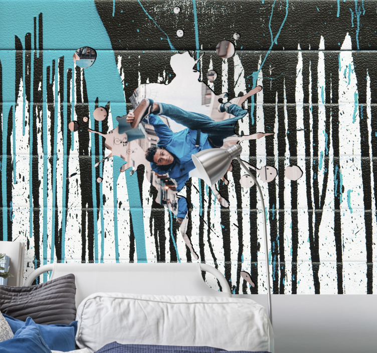 Fotobehang graffiti dynamische skateboarder actie - TenStickers