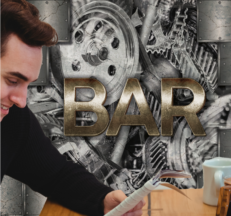 Fotobehang graffiti industriële tandwielletters - TenStickers