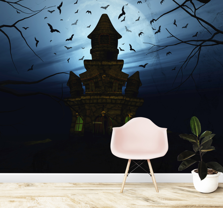 Fotobehang halloween kasteel silhouet - TenStickers