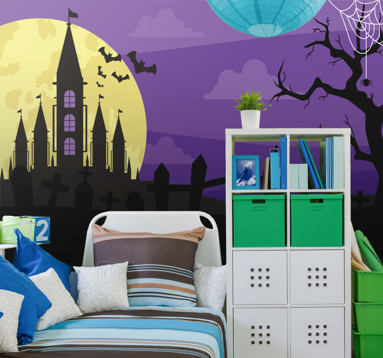 Fotobehang halloween spookachtig kasteel decor - TenStickers