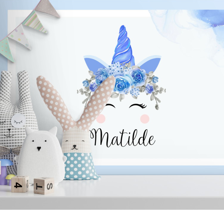Fotobehang kinderkamer schattige eenhoorn illustratie - TenStickers