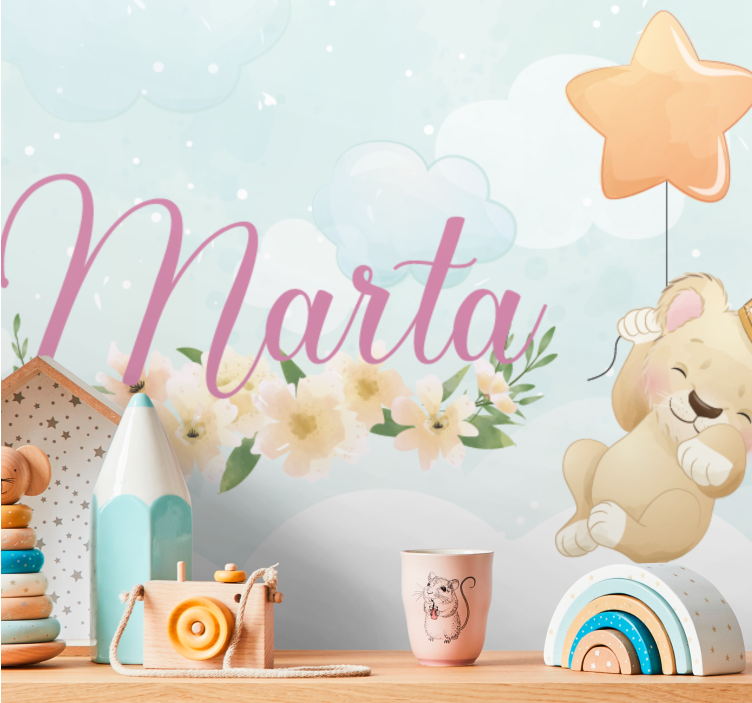 Fotobehang kinderkamer schattige leeuw ballon - TenStickers