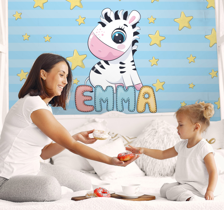 Fotobehang kinderkamer zebra en sterren - TenStickers