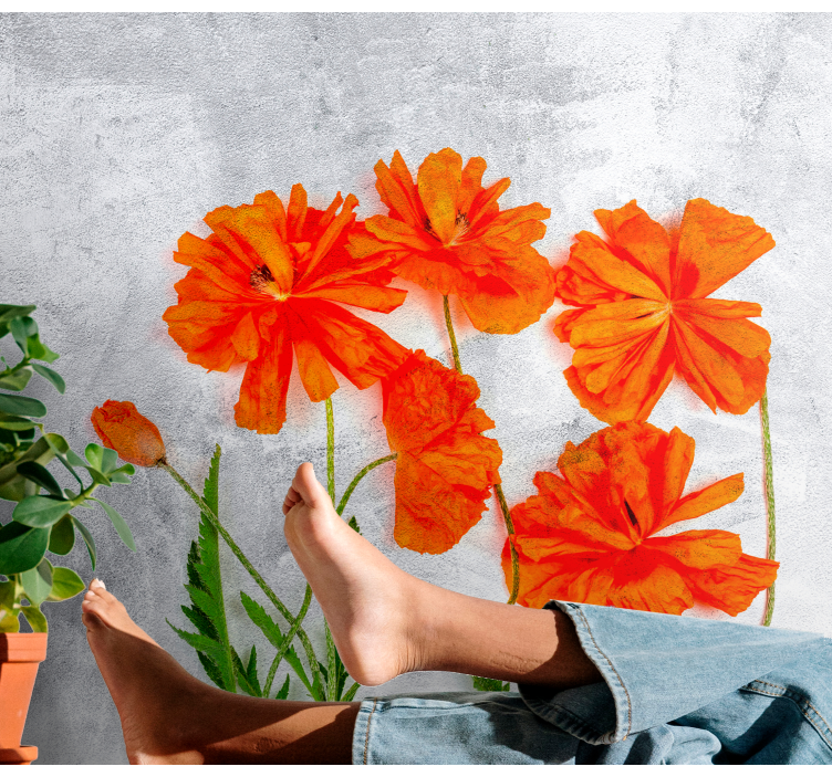 Fotobehang klaprozen oranje klaprozenbloesems - TenStickers