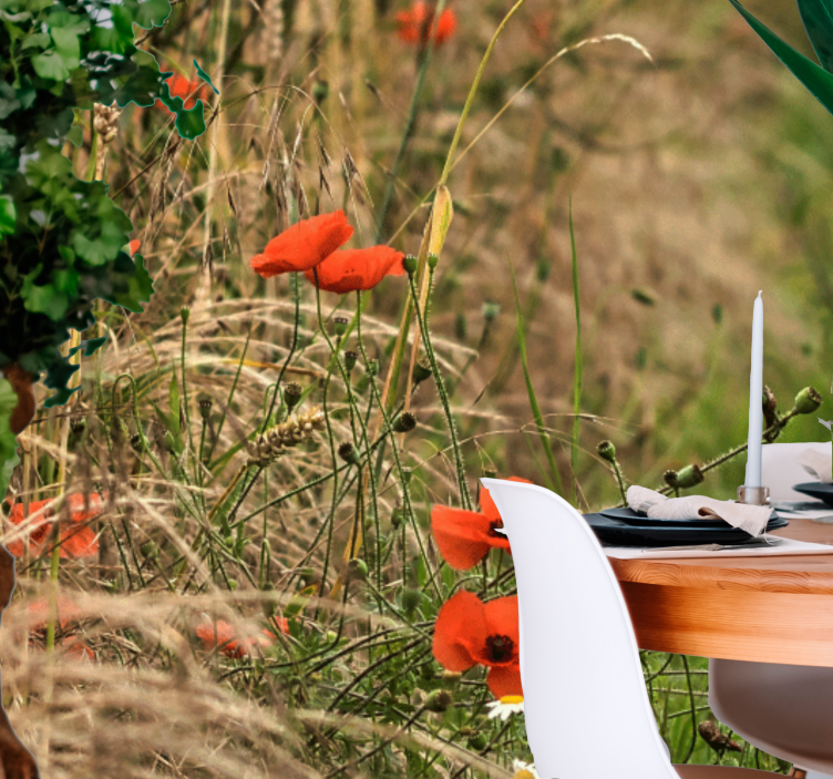 Fotobehang klaprozen weide van rust - TenStickers
